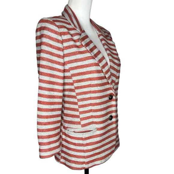 Cartonnier Red and White Stripe Blazer Size S - Picture 2 of 7